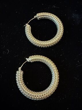 Women Jewelry silver Textured Hoop Earrings - Brand